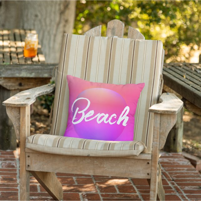 Beach House Pink Ombre Outdoor Pillow (Chair)