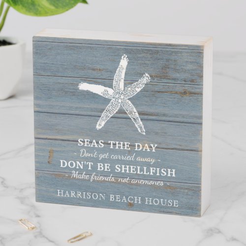 Beach House Quote Rustic Wood Family Name Wooden Box Sign