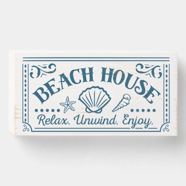 Beach House Relax Unwind And Enjoy Wooden Box Sign (Front Horizontal)