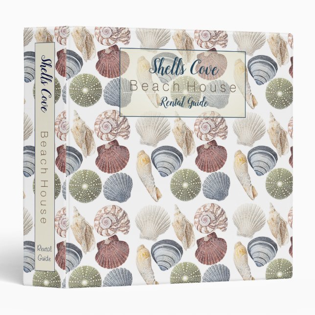 Beach House Rental Assorted Shells Guest Binder (Front/Spine)