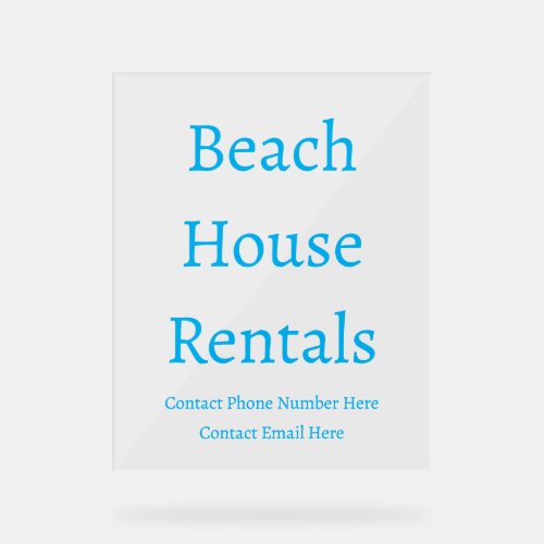 Beach House Rental Custom Typography Minimal Acrylic Sign