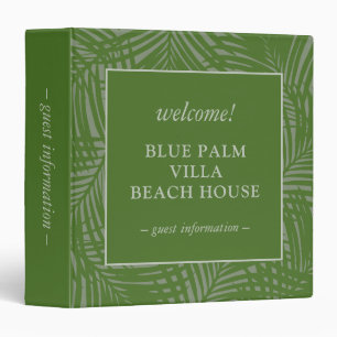 Beach House Rental Information Book Tropical Green 3 Ring Binder