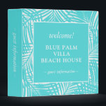 Beach House Rental Information Book Turquoise 3 Ring Binder<br><div class="desc">An elegant and modern turquoise teal aqua blue beach island vacation rental house guest information binder does double-duty as a beautiful welcome kit with useful details printed directly on the back such as the house address, property manager phone number, and wifi network and password. As a frequent vacation renter, this...</div>