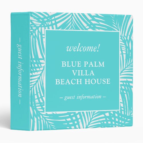 Beach House Rental Information Book Turquoise 3 Ring Binder