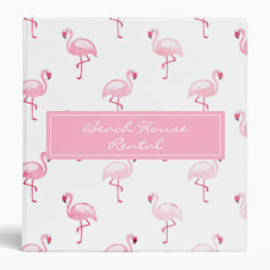 Beach House Rental Information Flamingo Pattern 3 Ring Binder