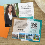Beach House Rental Property Manager QR Code Photo Postcard<br><div class="desc">Easily personalize your own custom business cards for your property management, vacation rentals, apartment booking service, and more! All photos can be replaced with your own uploaded images, including personal agent photo as well as sample property photos. This template includes a customized QR code. Share, advertise, and make connections with...</div>
