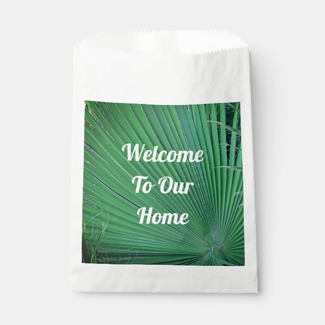 Beach House Rental Tropical Leaf Guest Welcome Favor Bag (Front)
