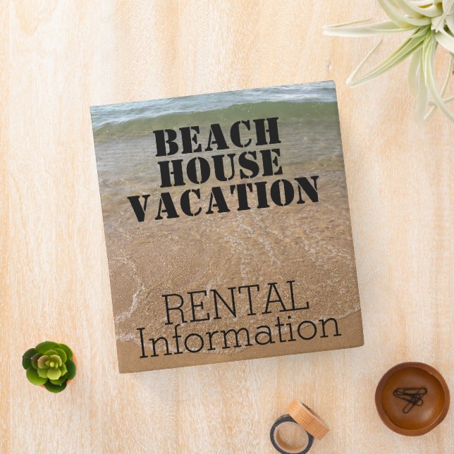 Beach House Rental Vacation Information Ocean Cute 3 Ring Binder (In Situ)