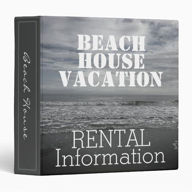 Beach House Rental Vacation Information Text Photo 3 Ring Binder (Front/Spine)