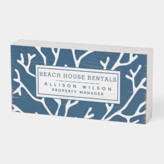 Beach House Rentals - Coral Pattern Blue Business