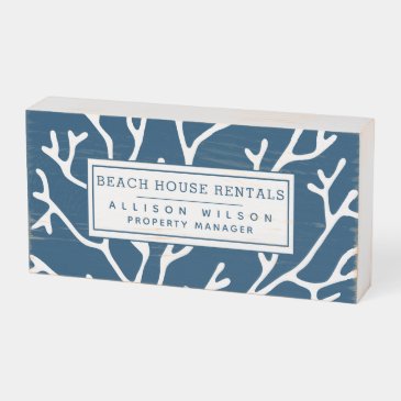 Beach House Rentals - Coral Pattern Blue Business