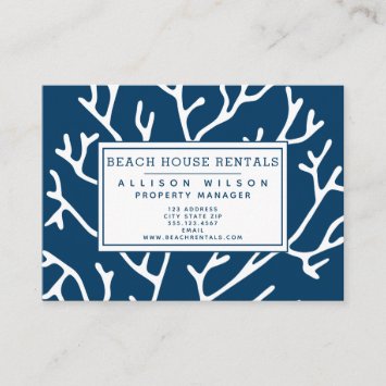 Beach House Rentals - Coral Pattern Teal Blue
