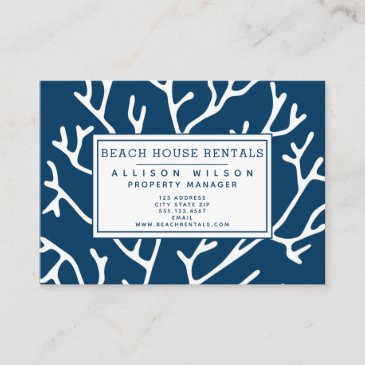 Beach House Rentals - Coral Pattern Teal Blue