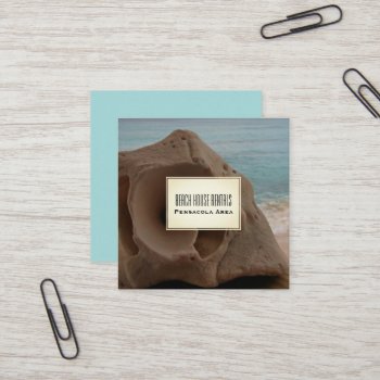 Beach House Rentals Tropical Seashell Square Business Card by angela65 at Zazzle