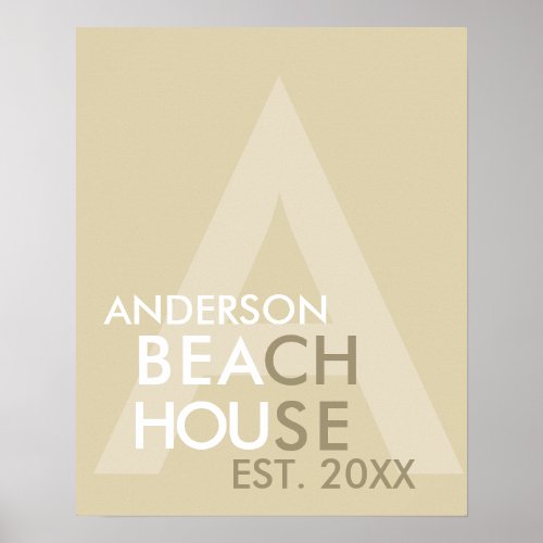 Beach House Retro Modern Minimalist Personalized Poster