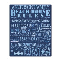 Beach House Rules Blue Custom Family Cottage Sign