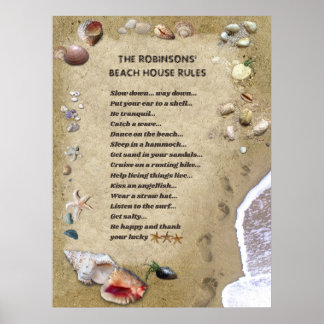 Beach House Rules (customizable) Poster
