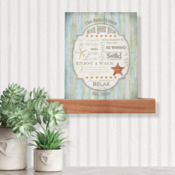 Beach House Rules Driftwood Nautical Family Name Picture Ledge by AudreyJeanne at Zazzle