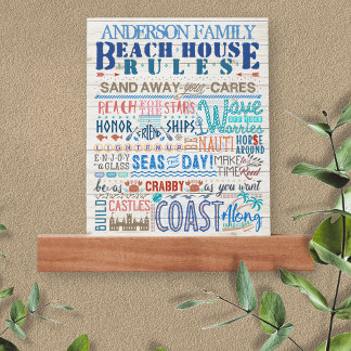 Beach House Rules Family Cottage | Custom Coastal Picture Ledge