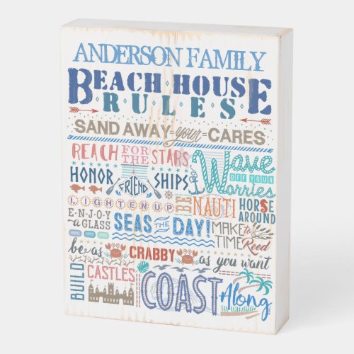 Beach House Rules Family Cottage  Custom Coastal Wooden Box Sign
