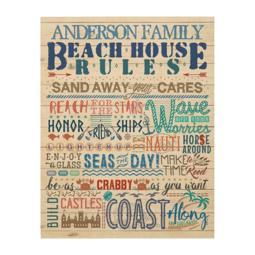 Beach House Rules Family Cottage Sign Custom Name