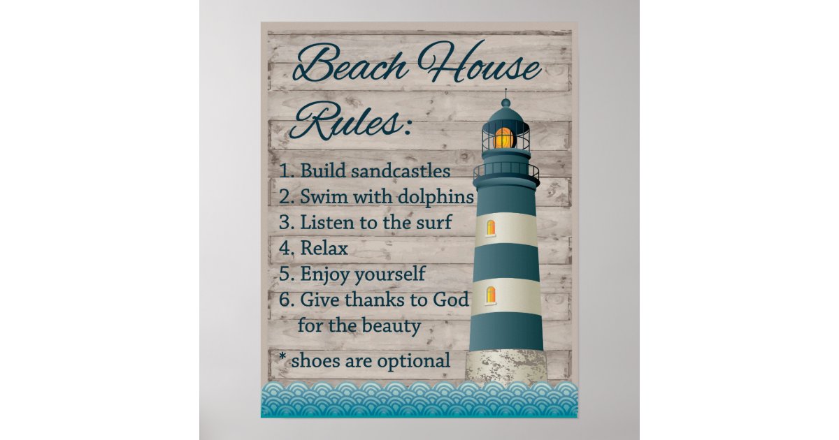 Beach House Rules Poster Zazzle