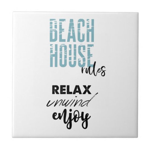 Beach House Rules Relax Decor Ceramic Tile