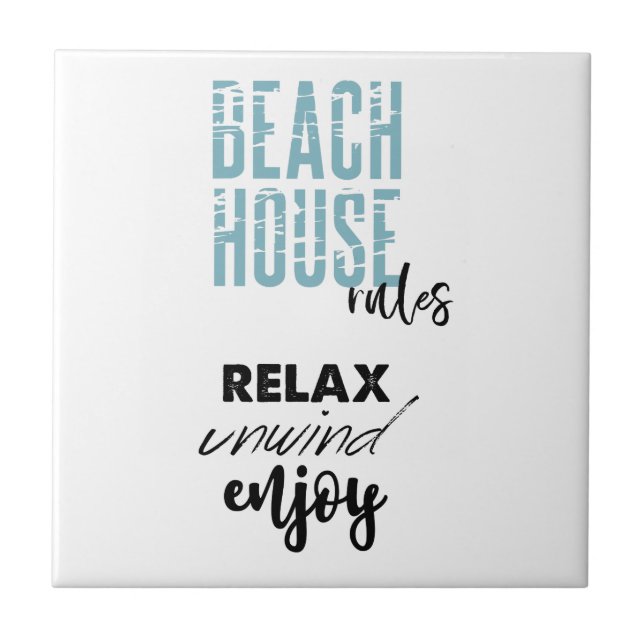 Beach House Rules Relax Decor Ceramic Tile (Front)