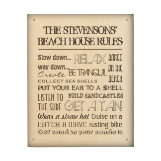 Beach House Rules Wooden Sign with your Name