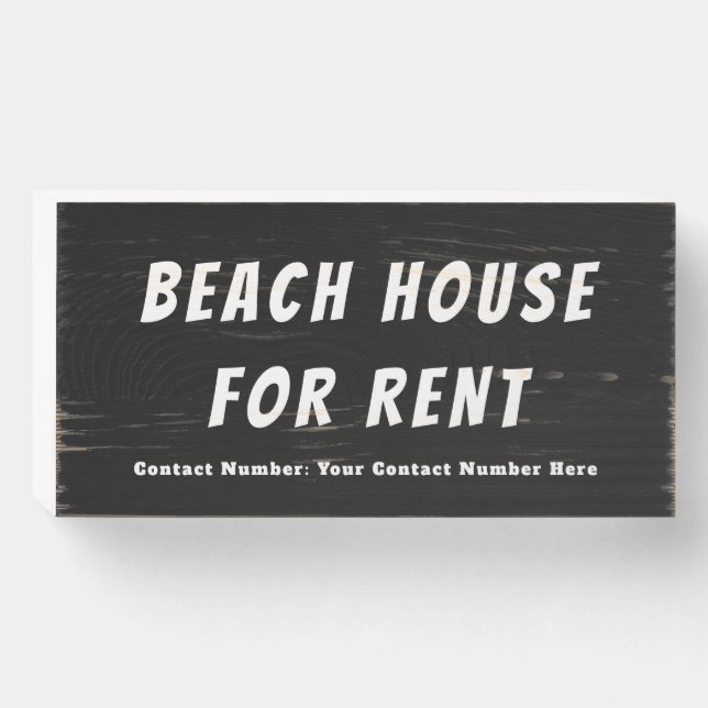 Beach House Rustic Black White Nautical Elegant Wooden Box Sign (Front Horizontal)
