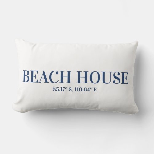  Beach House Rustic Blue Wood Custom Coordinates  Lumbar Pillow