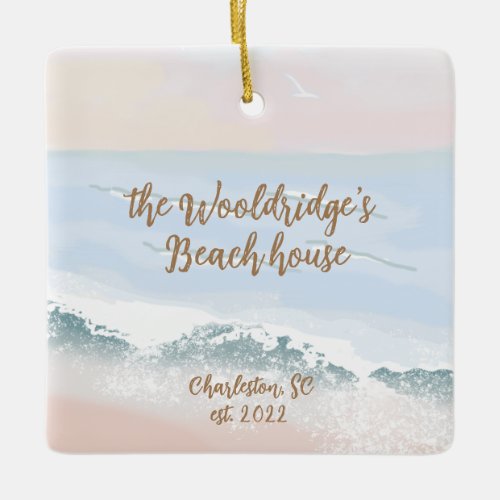 Beach House Sand Calm Blue Sea Sunrise ID0022 Ceramic Ornament