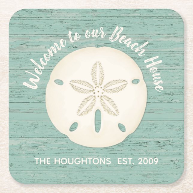 Beach House Sand Dollar Paper Coaster (Front)