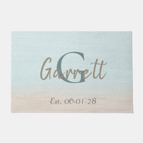 Beach House Sand Pastel Pretty Blue Doormat