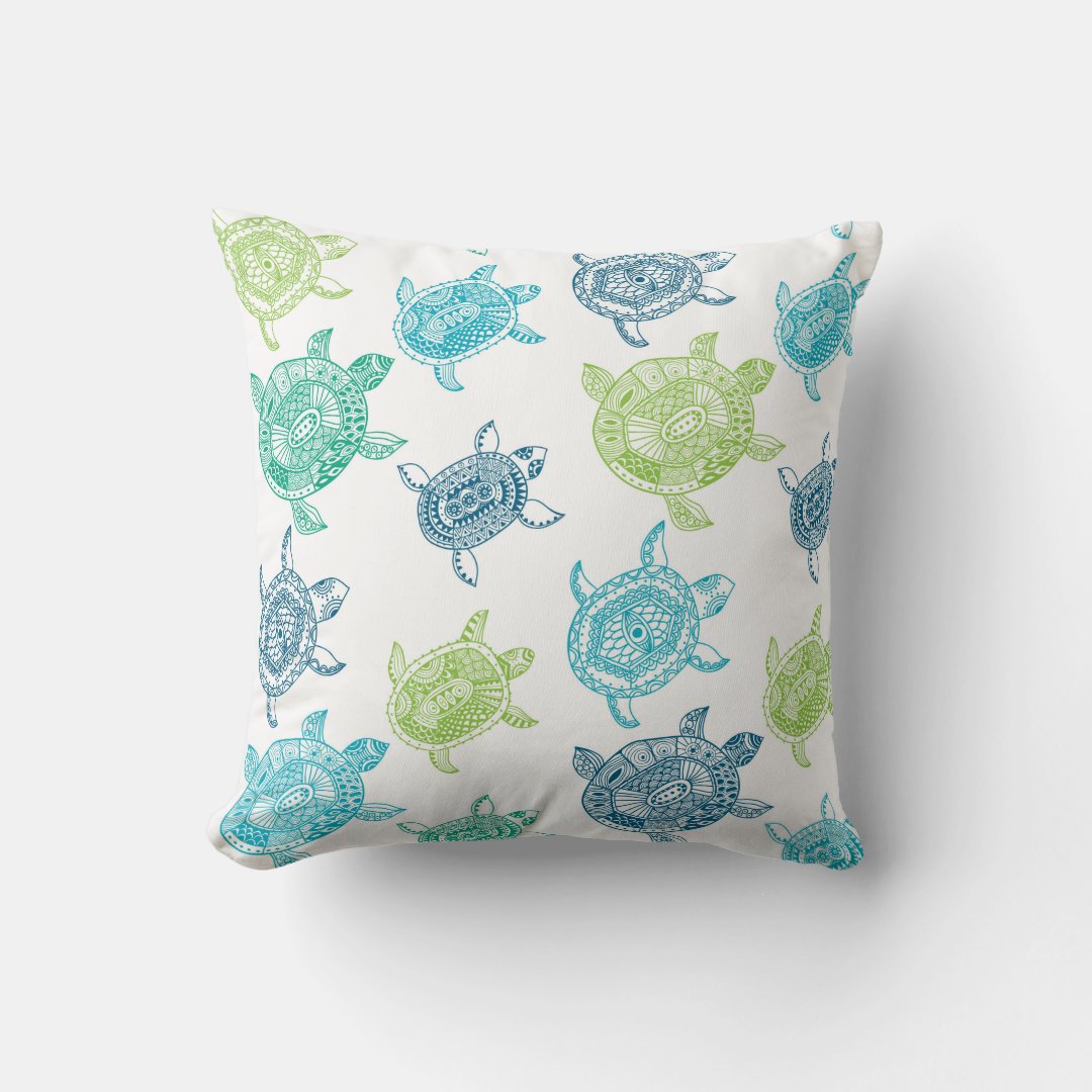 Beach House Sea Turtle Decorative Throw Pillow Zazzle