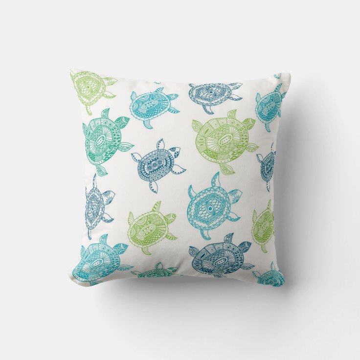 Beach House Sea Turtle Decorative Throw Pillow Zazzle