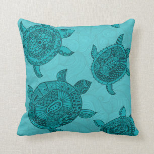 Beach House Sea Turtle Decorative Throw Pillow