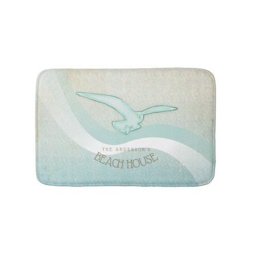 Beach House Seagull Aqua Blue ID623 Bath Mat