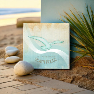 Beach House Seagull Aqua Blue ID623 Ceramic Tile
