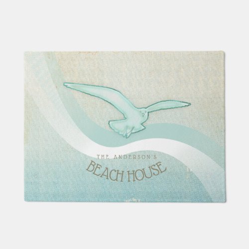 Beach House Seagull Aqua Blue ID623 Doormat