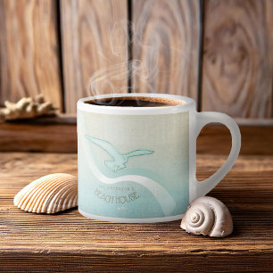 Beach House Seagull Aqua Blue ID623 Espresso Cup