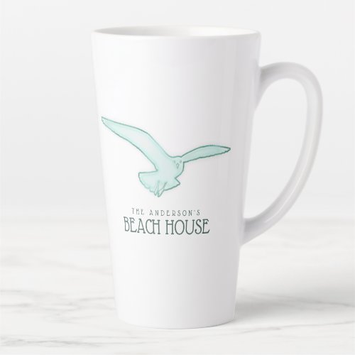 Beach House Seagull Aqua Blue ID623 Latte Mug