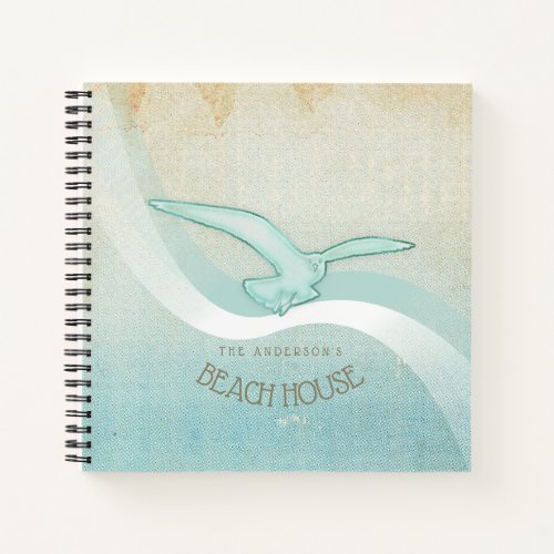 Beach House Seagull Aqua Blue ID623 Notebook