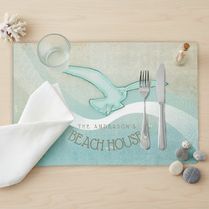 Beach House Seagull Aqua Blue ID623 Placemat