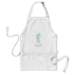 Beach House Seahorse Aqua Blue ID623 Adult Apron