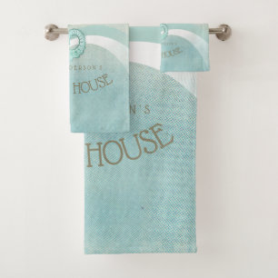 Beach House Seahorse Aqua Blue ID623 Bath Towel Set