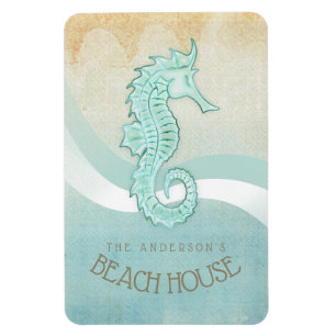 Beach House Seahorse Aqua Blue ID623 Magnet
