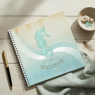 Beach House Seahorse Aqua Blue ID623 Notebook
