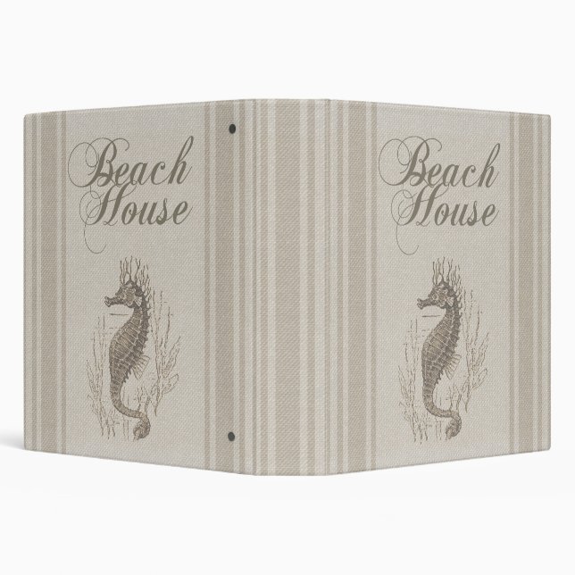 Beach House Seahorse Seashore 3 Ring Binder (Background)