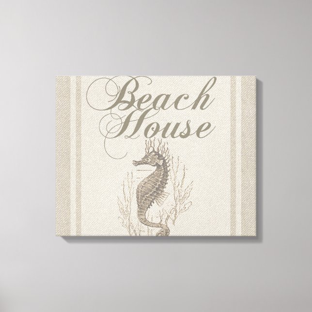 Beach House Seahorse Seashore Canvas Print (Front)